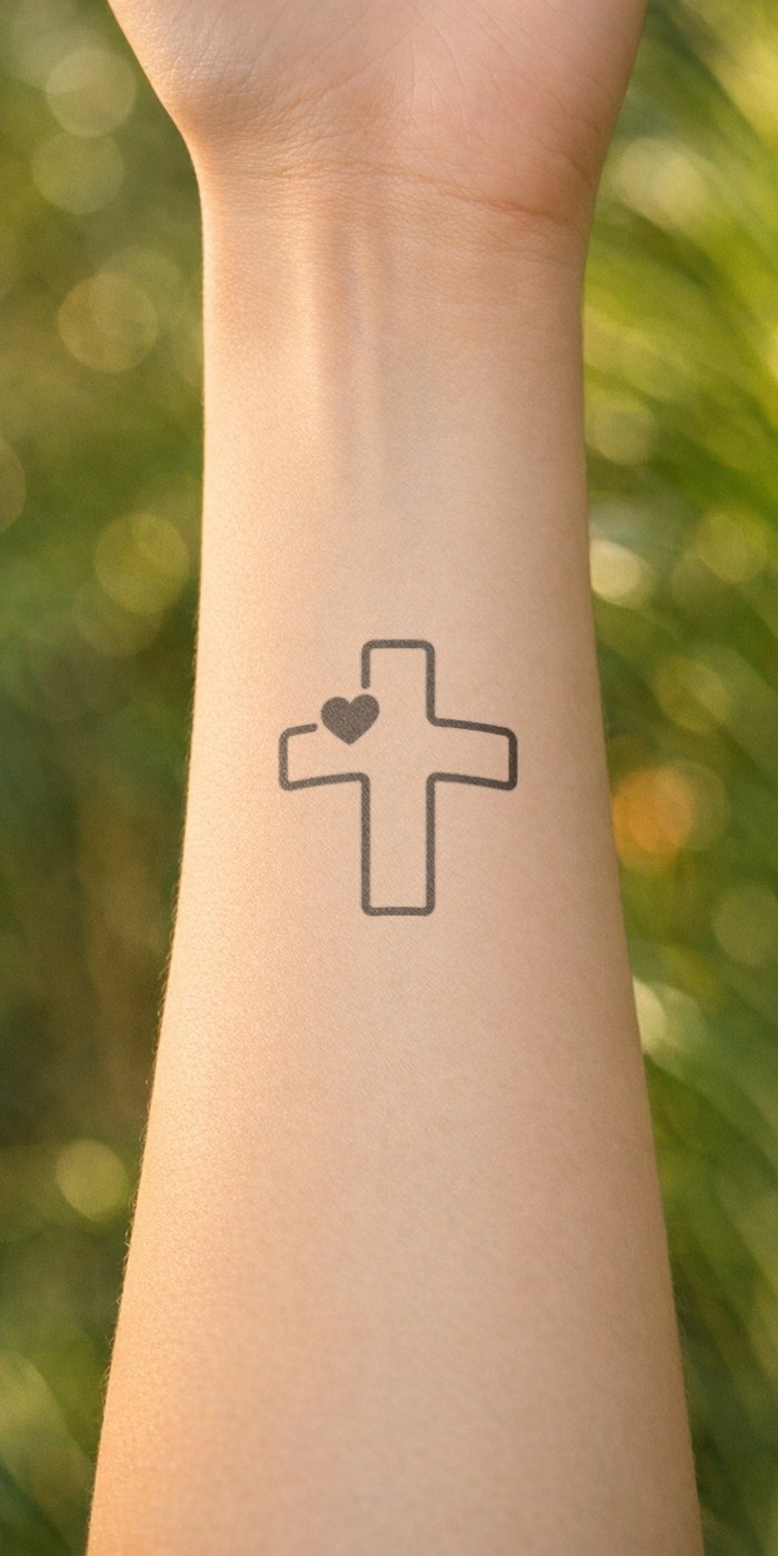 Faithful Heart temporary tattoo worn on skin