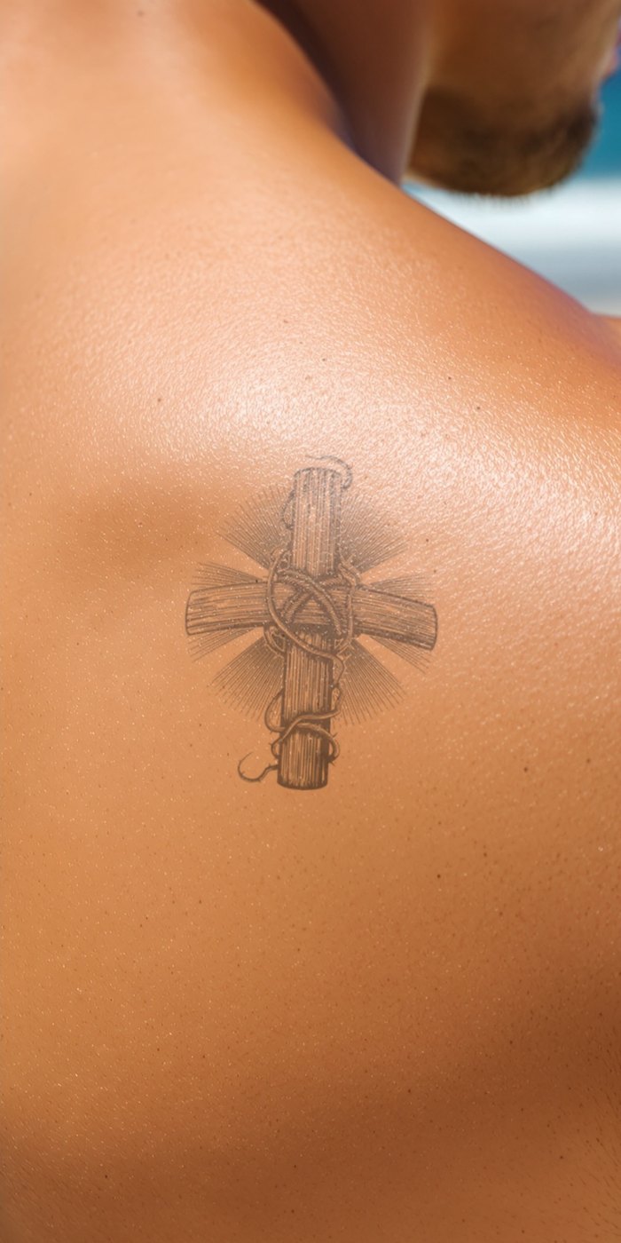Bound in Faith temporary tattoo worn on skin